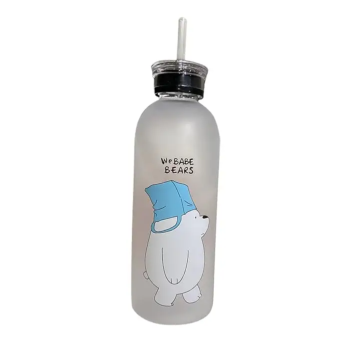 Motivational Straw Portable Sports Water Bottle with Time Markers